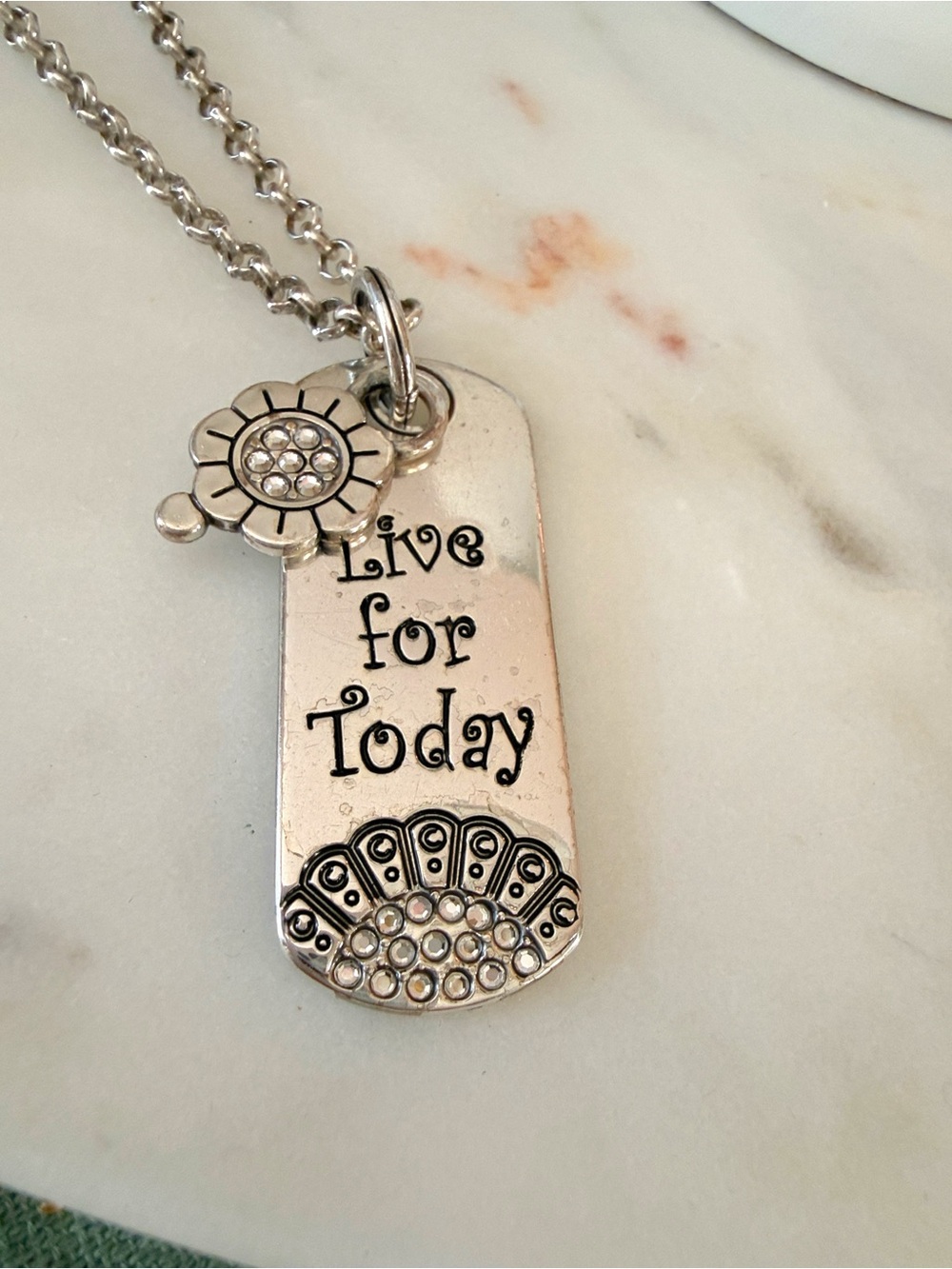 Brighton Silver 'Live For Today' Tag Necklace